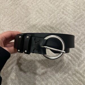 Black and silver leathered belt